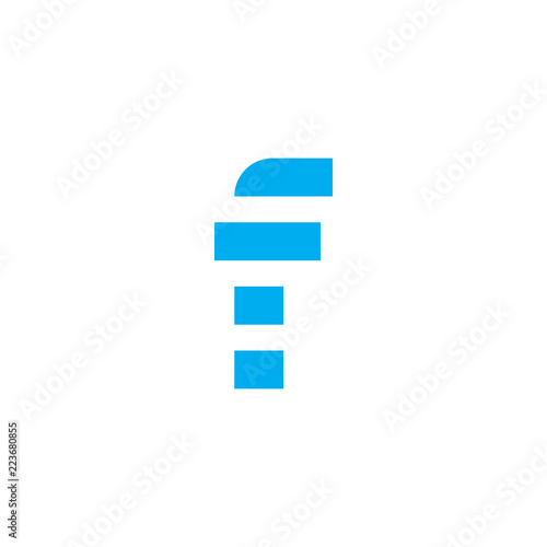 Vector Logo Letter F Blue Stripes