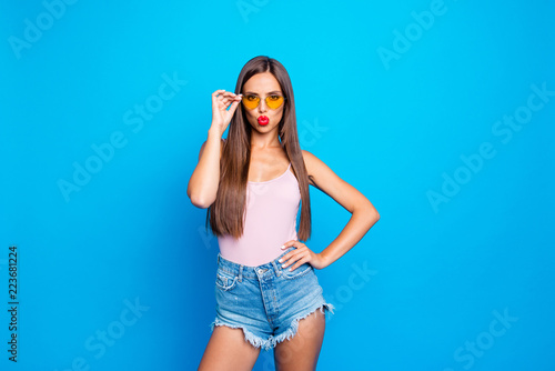 Photos Attractive nice winsome adorable positive straight-haired cocky