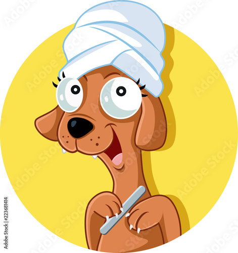 Funny Grooming Dog Salon Vector Mascot