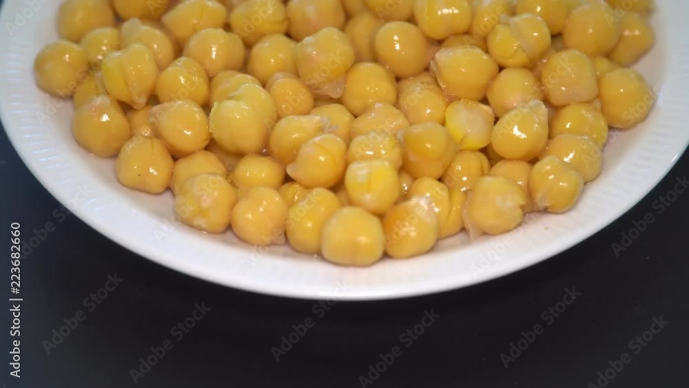 Chickpeas Rotating in White Bowl Chickpeas Rotating in White Bowl