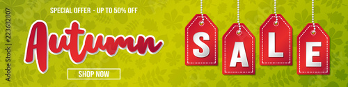 Autumn Sale - shiny banner. Vector.