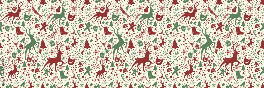 Design of Christmas decoration - seamless pattern. Vector.