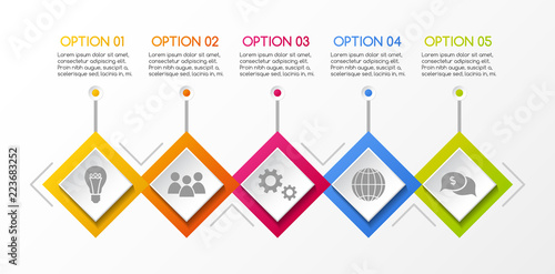 Business infographic with rhombus icons. Vector.