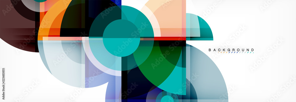Abstract background - multicolored circles, trendy minimal geometric design Abstract background - multicolored circles, trendy minimal geometric design