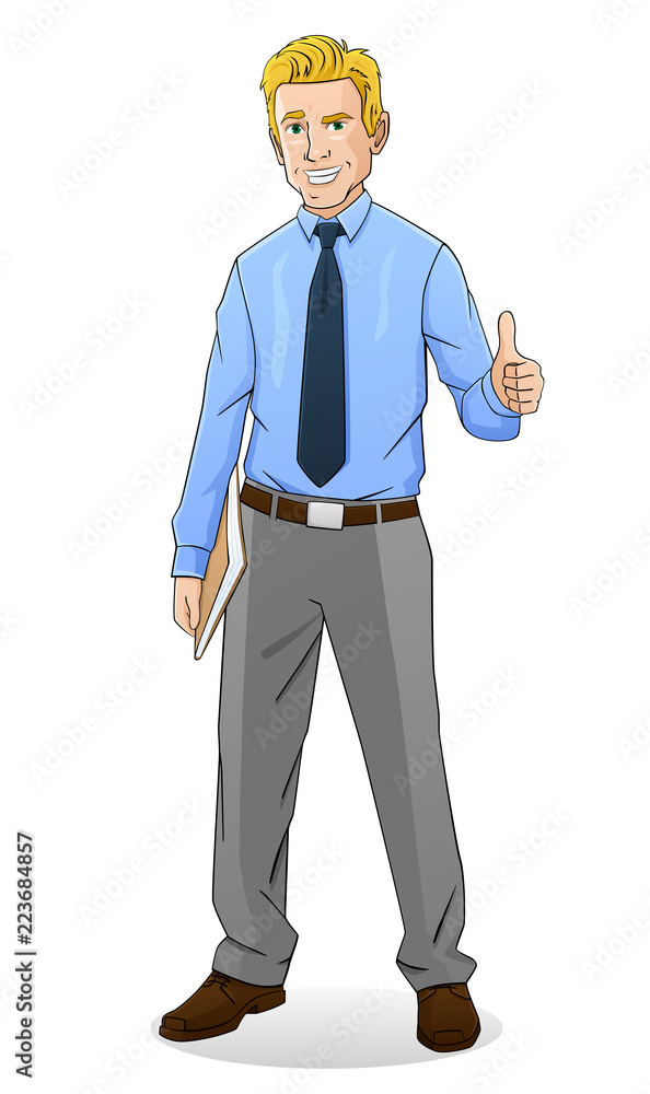 Happy businessman with documents