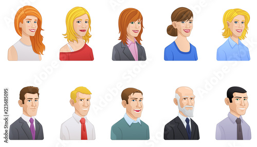 Cartoon style vector business people avatars