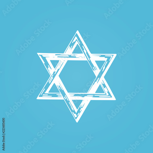 Star of David, hand drawn illustration. Judaic religion symbol in vector