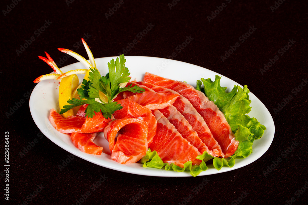 Sliced salmon sashimi Sliced salmon sashimi