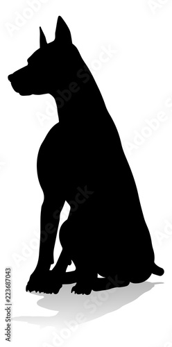 A detailed animal silhouette of a pet dog