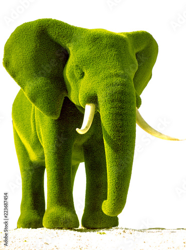  Artificial elephant green grass from a grass on a white background