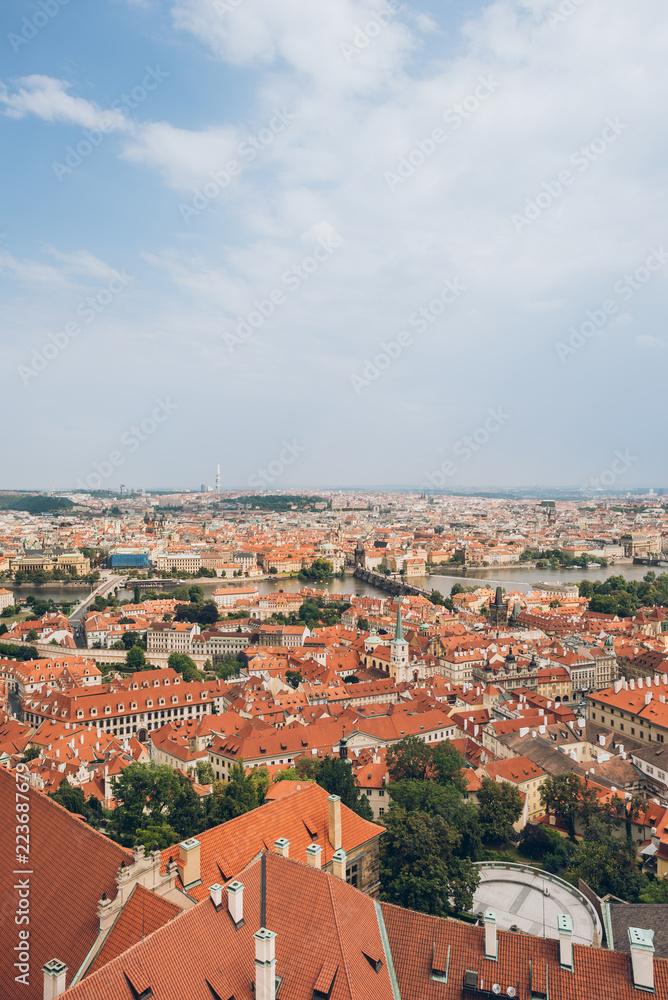 aerial view of beautiful prague old town cityscape at daytime
