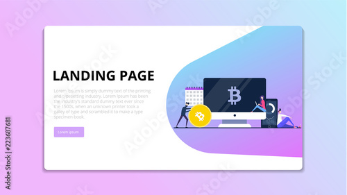 Blockchain modern flat design concept. Landing page template. Modern flat vector illustration concepts for web page, website and mobile website.