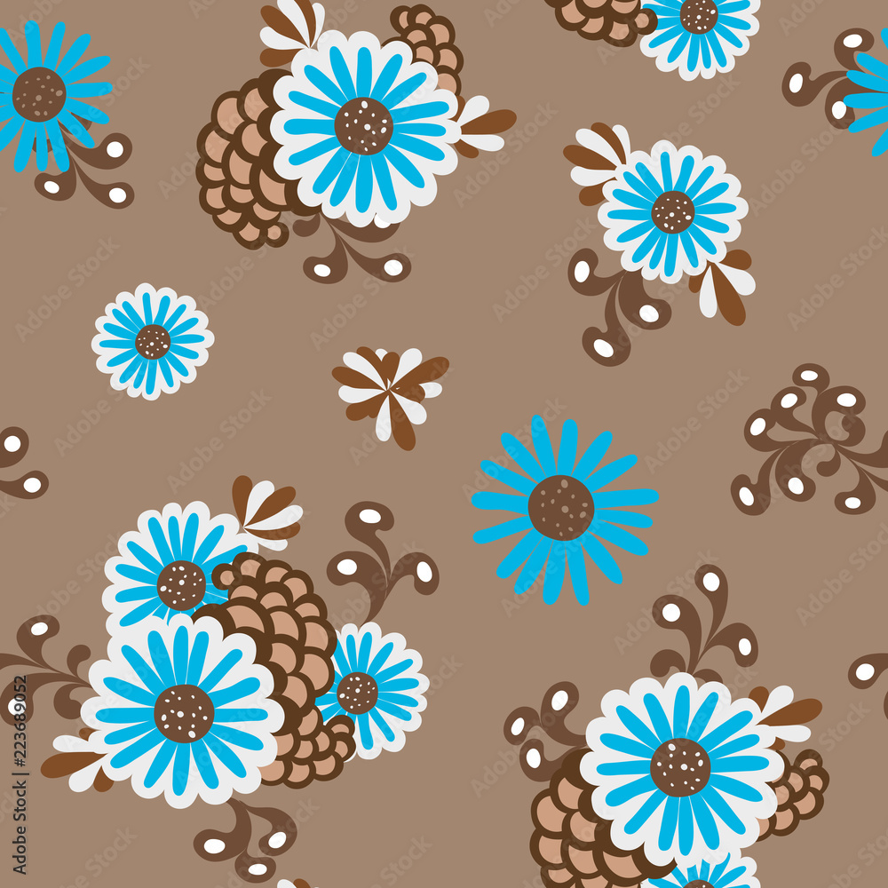 Floral pattern small-scale flowers. Ditsy print. Vector. Printing small elegant template fashion. Pretty Boho Paisley Seamless Repeat Wallpaper Tile.