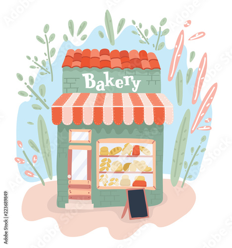 Bakery shop on the street. Bakery store outdoors