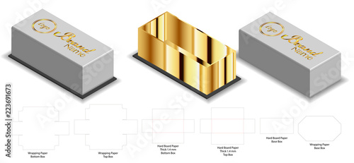 hard board paper rigid box 3d mockup with dieline
