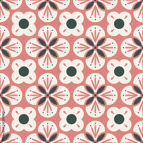 seamless retro pattern with abstract floral elements