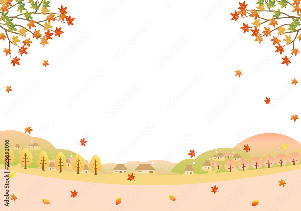 古民家 里山の風景 紅葉 Stock イラスト Adobe Stock 古民家 里山の風景 紅葉 Stock イラスト Adobe Stock