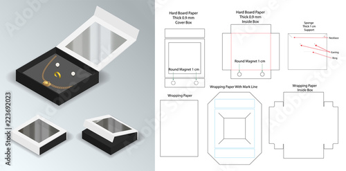 hard board paper rigid box 3d mockup with dieline