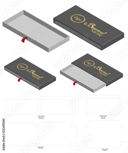 Rigid Sleeve box die cut mock up template vector