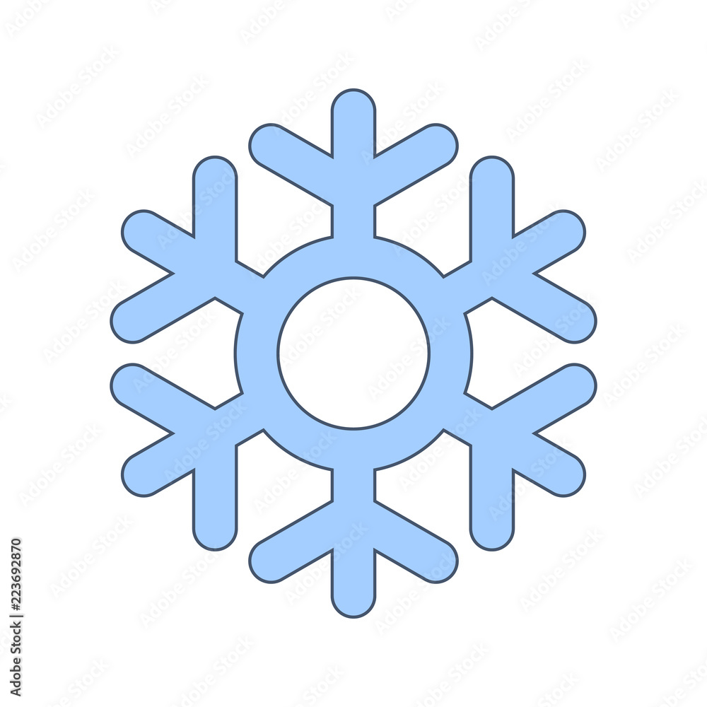 Snowflake sign. Blue Snowflake icon isolated on white background. Snow flake silhouette. Symbol of snow, holiday, cold weather, frost. Winter design element. Vector illustration Snowflake sign. Blue Snowflake icon isolated on white background. Snow flake silhouette. Symbol of snow, holiday, cold weather, frost. Winter design element. Vector illustration