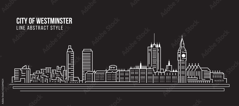 Cityscape Building Line art Vector Illustration design - city of westminster