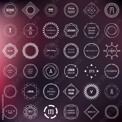 Set of badges and labels elements. Modern geometric design – circles. Logos and monograms. Vector illustration, EPS 10. © kovalto1