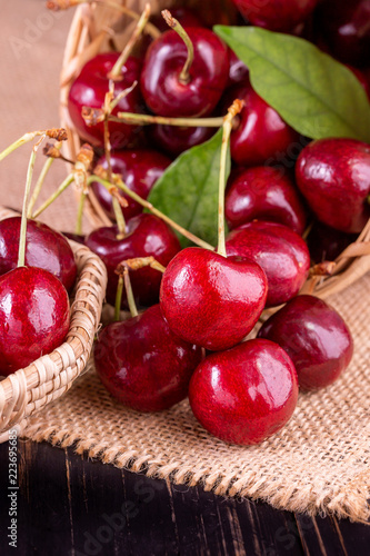 Fresh ripe cherries for background