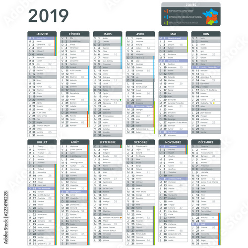 calendrier complet personnalisable 2019