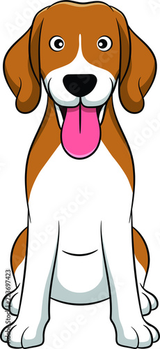 Cute Beagle Cartoon Dog. Vector illustration of a beagle dog breed.