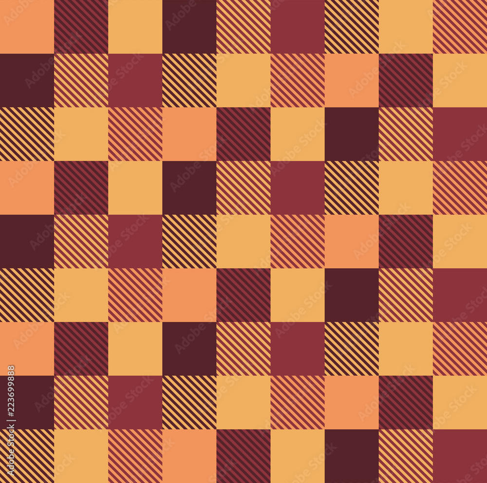 Orange and burgundy checkered seamless pattern. Orange and burgundy checkered seamless pattern.