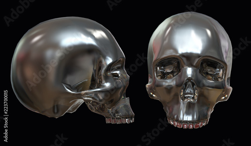 Human skull. 3d illustration on the isolated background.