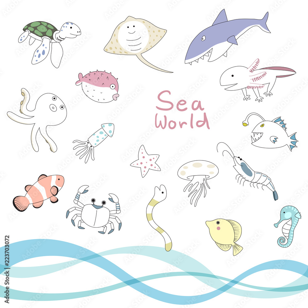sea animal character set sea animal character set
