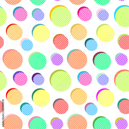 Seamless vector abstract pattern with colored balls on white background