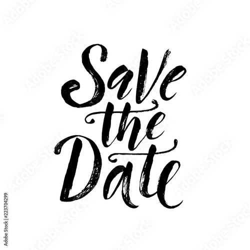 Save the date. Wedding phrase. Brush Lettering. Vector illustration.
