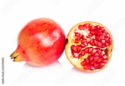 Fresh pomegranate fruit isolate on white background, healthy food concept