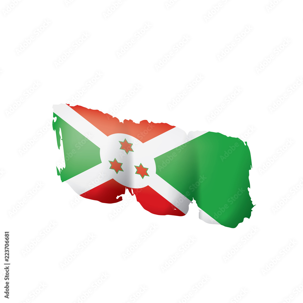Burundi flag, vector illustration on a white background. Burundi flag, vector illustration on a white background.