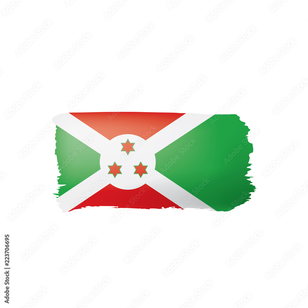 Burundi flag, vector illustration on a white background. Burundi flag, vector illustration on a white background.
