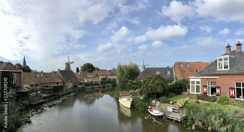 Panorama from the canal in Winsum
