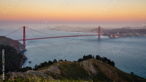 The Golden Gate Bridge with San Francisco in the distance