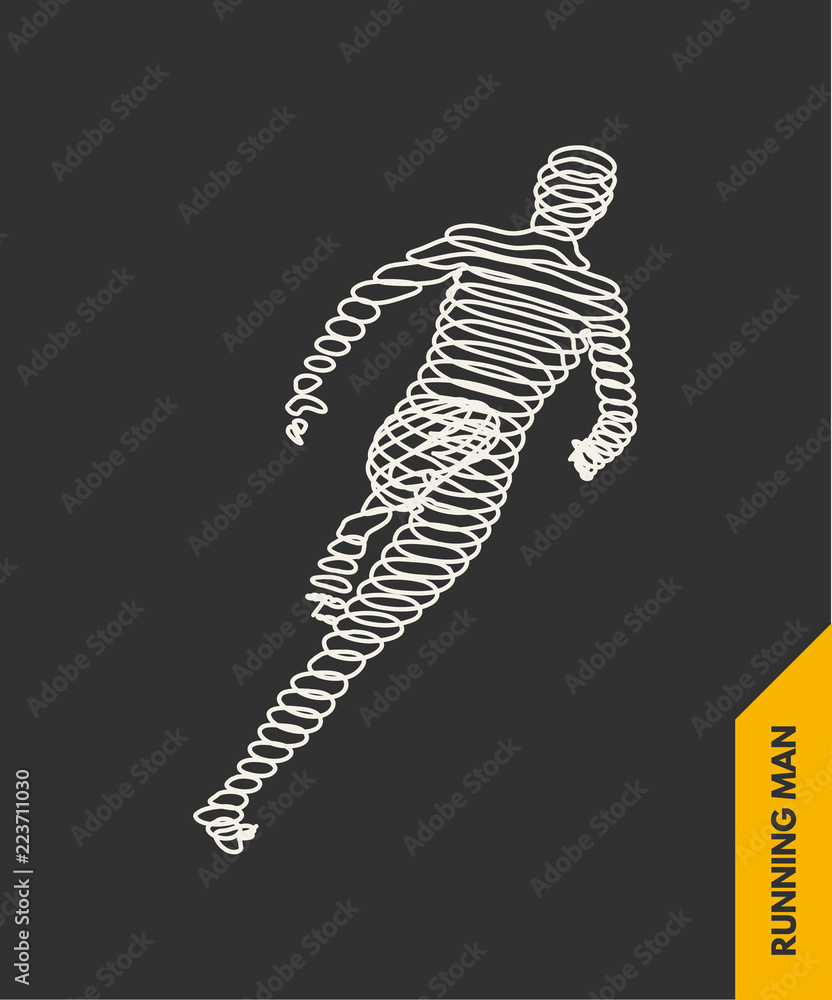 3d running man. Design for sport, business, science and technology. Vector illustration. Human body.