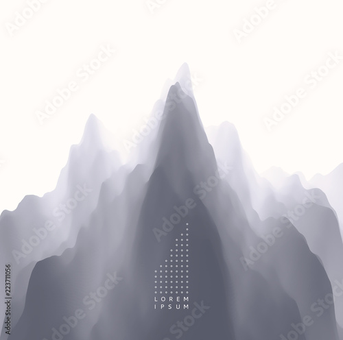 Mountain landscape. Mountainous terrain. Vector illustration. Abstract background.