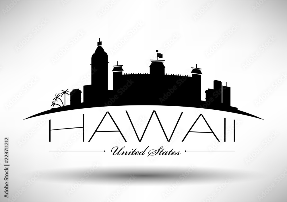 Vector Graphic Design of Hawaii City Skyline
