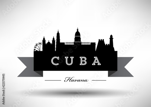 Vector Graphic Design of Cuba Skyline
