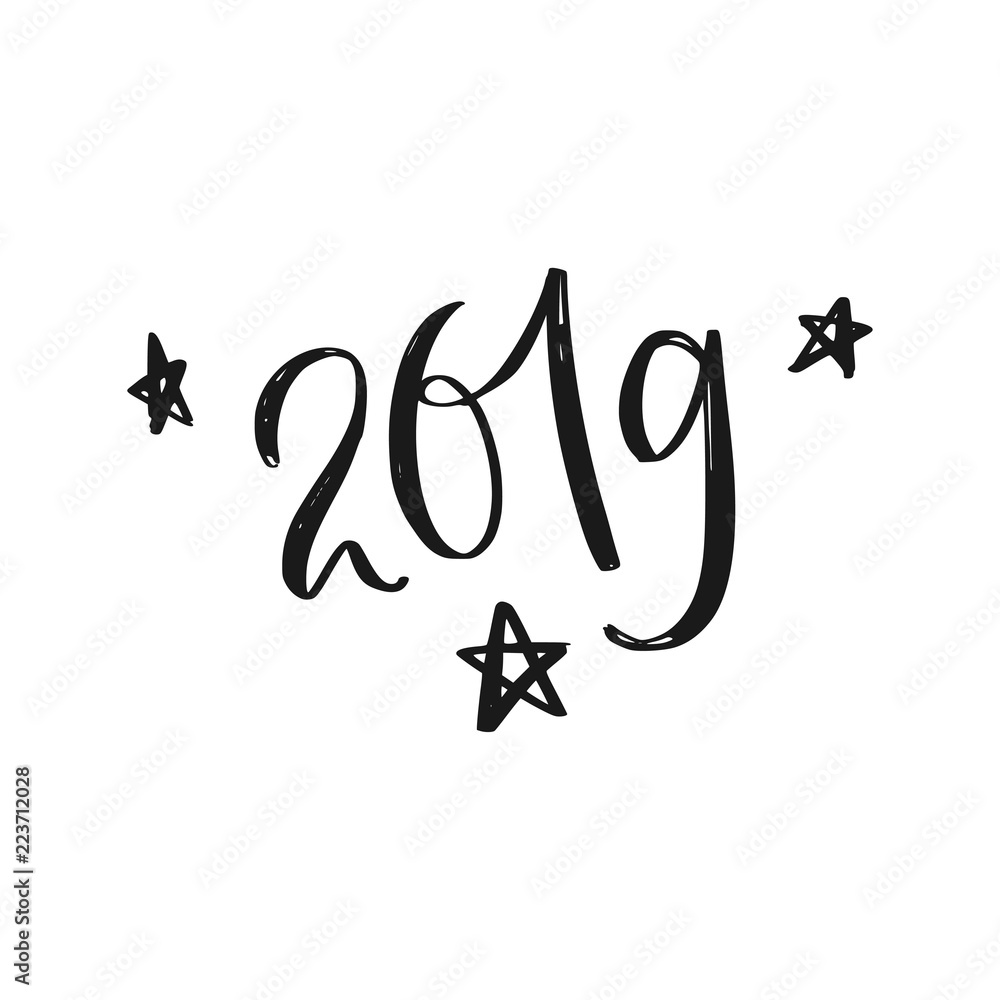 Obraz premium Christmas and New Year 2019 Lettering vector phrase 1