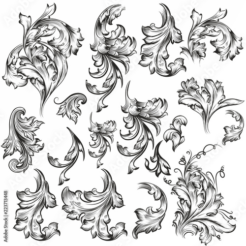 Collection of vintage flourishes for design