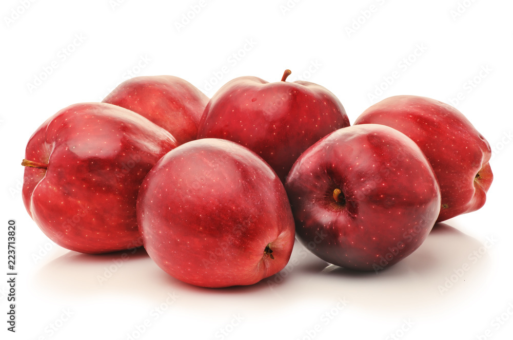 juicy ripe red apples isolated on a white