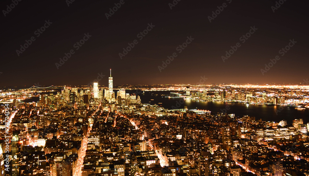 New York, Manhattan et Hudson de nuit