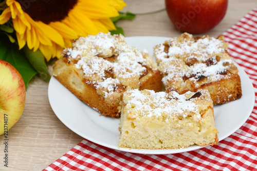 apple cake standing on table