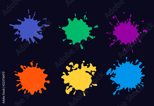colored ink splash. paint splashing and drop