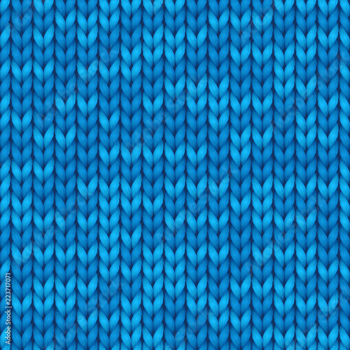 Blue knit seamless texture. Vector seamless pattern for backgrounds, wallpaper.